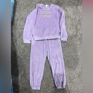 Kids Purple 'World Changer' Velour sweatsuit size 5T
